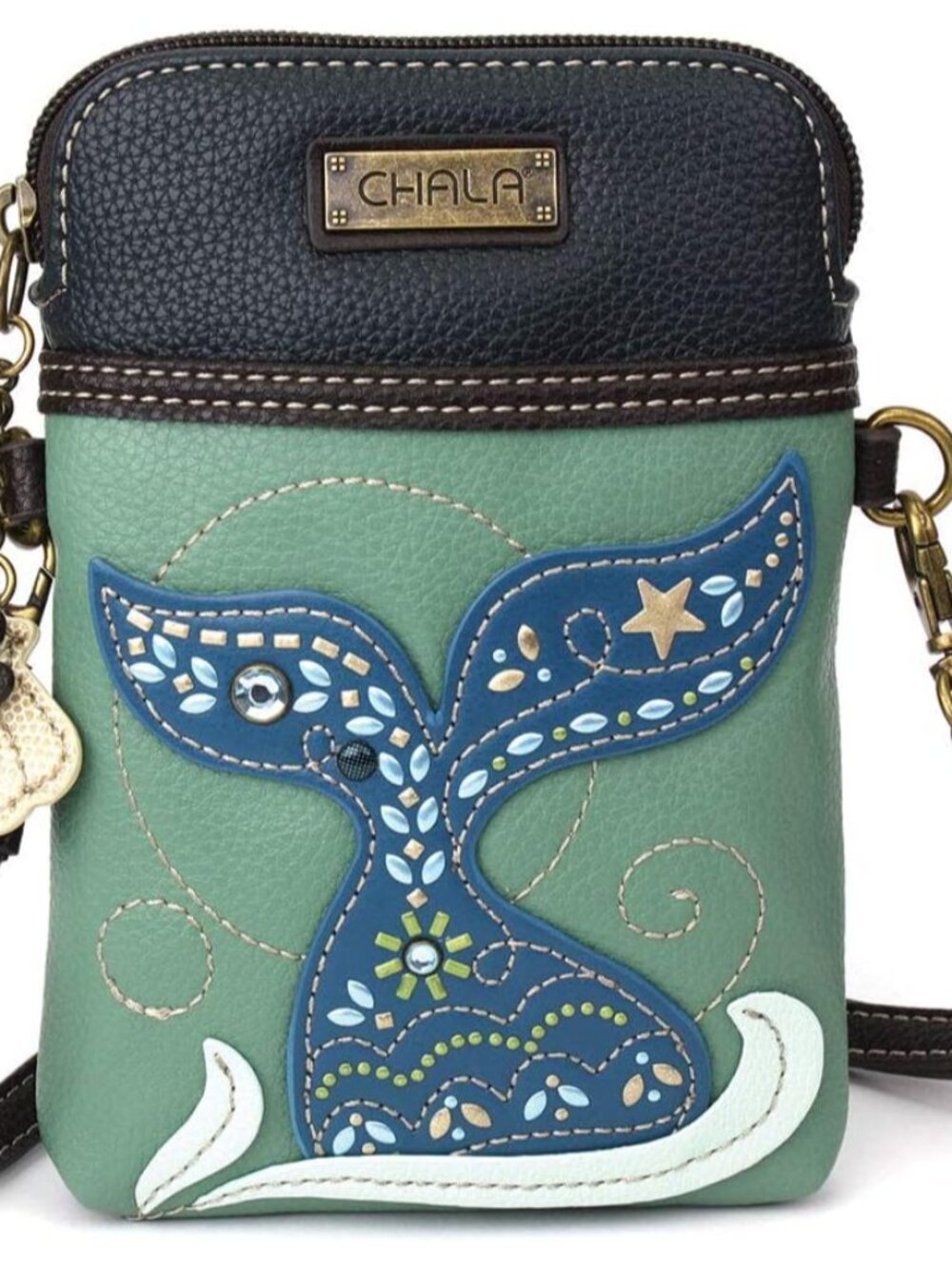 Dazzled Cell Phone Crossbody Purse-Women PU Leather Multicolor Handbag with Adju